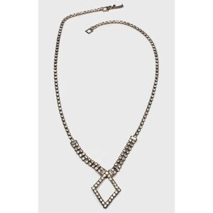 Vintage Rhinestone Diamond Shaped Necklace 18"